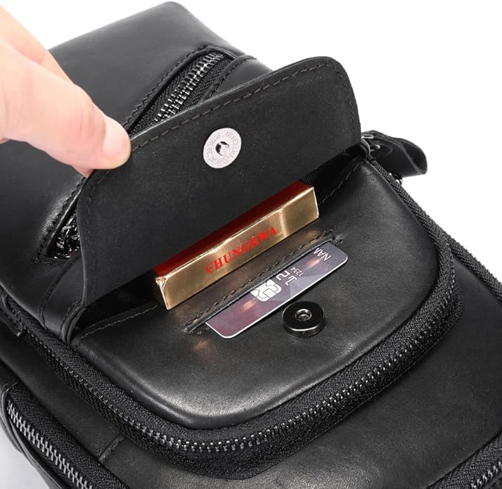 KPYWZER Vintage Leather Sling Bag Backpack for Men Crossbody Shoulder Chest Day Pack Backpacks