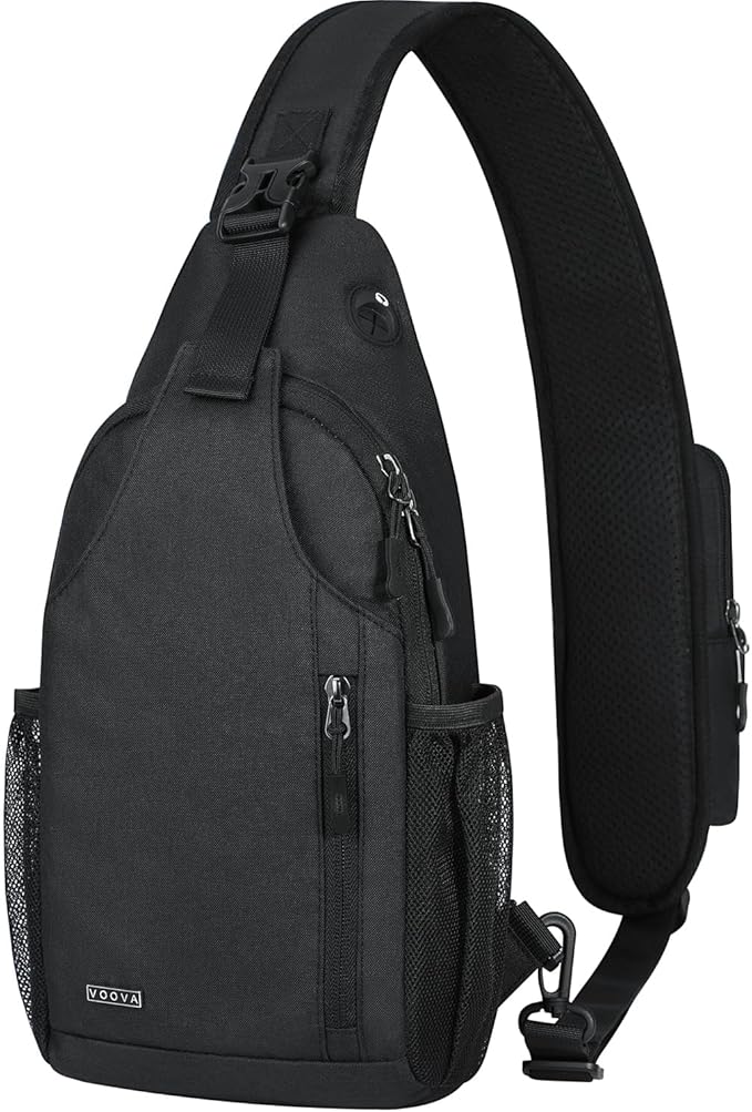 Voova Crossbody Sling Backpack Sling Bag for Men Women, Travel Hiking Chest Bag Daypack, Small over the Shoulder Backpack