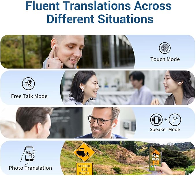 AI Translation Earbuds Real Time M6 Translator Earbuds Support 144 Languages for Android iOS Online|AI|Voice| Photo Translation for Business,Travel & Language Learning M6 Online Black