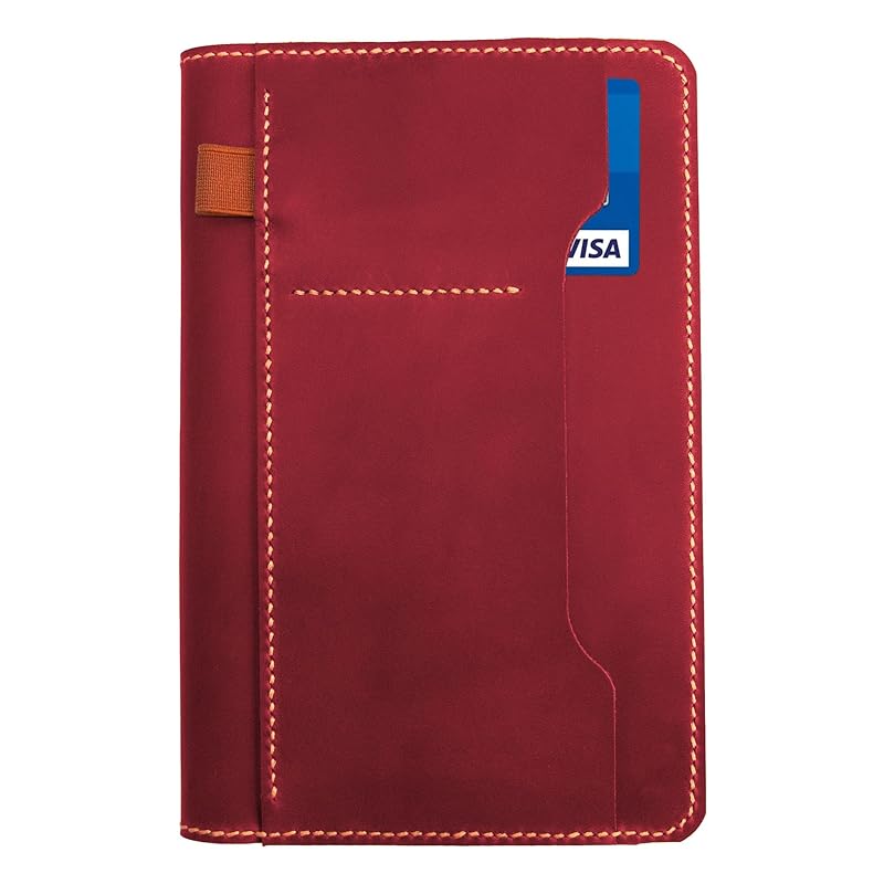 Genuine Leather Notebook Notepad Cover for TOPS The Legal Pad Writing Pads Docket 5" x 8" Cover, retro real leather portfolio folder cover organizer (Red)