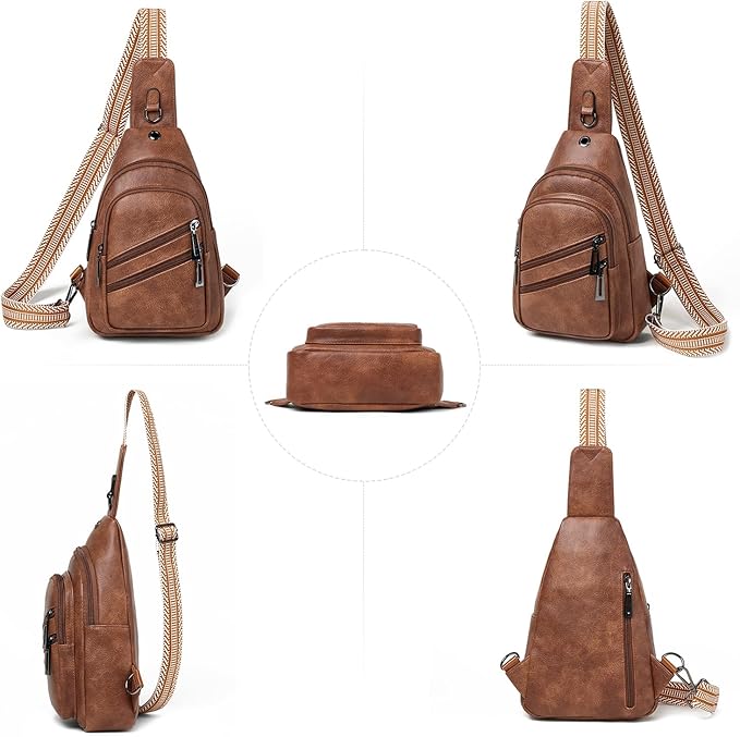 Sling Bag for Women Crossbody Purse Leather Crossbody Bag Fanny Pack Chest Pack for Travel Everyday Vacation