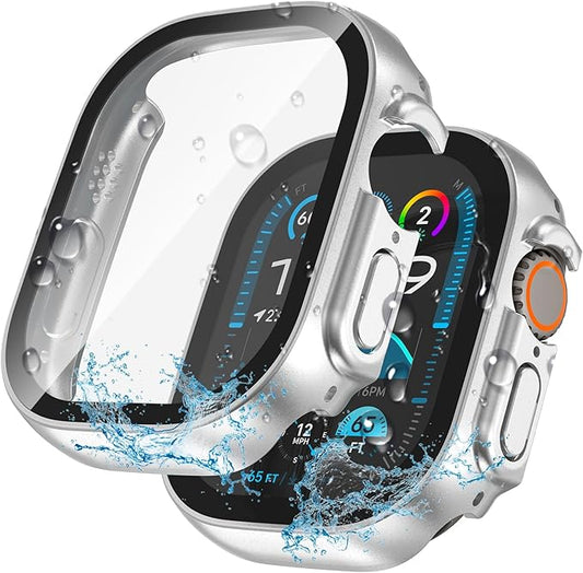 2 in 1 Waterproof Case for Apple Watch Screen Protector Ultra 1/2 Ultra 3(2025) 49mm with Tempered Glass [Overal Protective] Ultra-Thin PC Bumper Cover Compatible iWatch Accessories