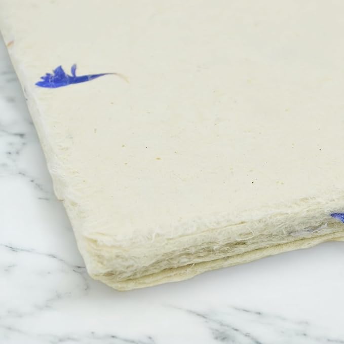 Handmade Lokta Laser and Inkjet Printer Paper with Deckle Edge 8.5x11 Inch Vintage Decorative Specialty Printing Paper (25 Sheets, Cornflower)