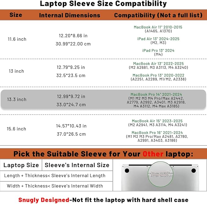 Allinside 13-13.3 inch Laptop Sleeve Case for MacBook Pro 14 2021-2024/MacBook Air 13 2010-2017/MacBook Pro 13 2010-2015, Waterproof PU Leather Laptop Sleeve Bag Protective Vertical Case Cover, Brown