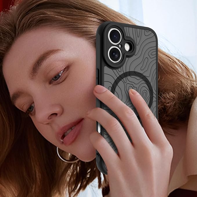 KANGHAR Case Compatible with iPhone 17 Curly Line Pattern [Compatible with Magsafe] Cute Spiral Ripples Protective Magnetic Case for Girls Women Men 6.3"