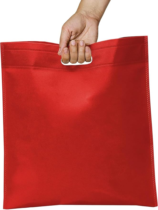 Leofi Bulk 50 Pack Mega 15" x 16" Cutout Handle Tote Assortment - Ideal Grocery Shopping, Treat, Trade Shows, Gift or Everyday Bags