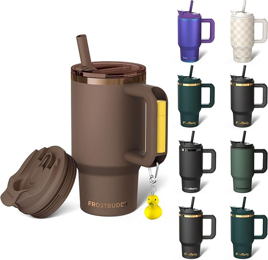 Thicc Buddy - 16 oz Stainless Steel Vacuum Insulated Tumbler with Lid and Straw for Water - Travel Mug Cupholder Friendly - Gifts for Women Men Him Her