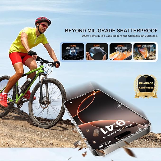 OneFish Women Fashion Privacy Screen Protector for iPhone 16e [6.1 inch]+ Camera Lens Protector, Sparkling Diamond Bling Edge 9H Tempered High-Definition Glass