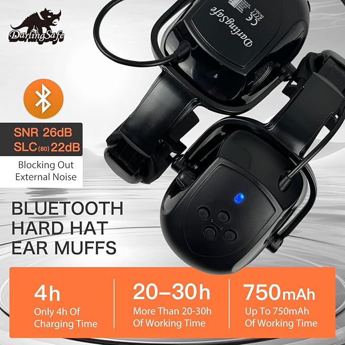 Hard Hats with Visor Bluetooth Ear Muffs Safety Helmet with Visors Mounted Safety Ear muff Hardhats Vented ANSI Z89.1 OSHA