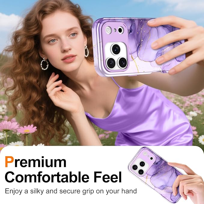 Btscase for iPhone 17 Pro Max Case [Compatible with Magsafe] [Military-Grade Drop Protection] Slim Anti-Scratch Smooth Touch TPU Bumper Shockproof Magnetic Phone Case for Women Girls Men, Lavender