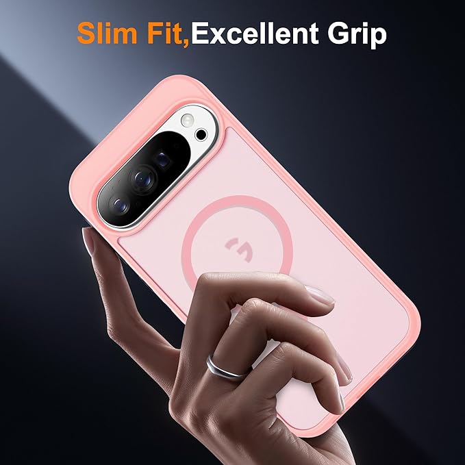 Compatible with Google Pixel 10 Case & Google Pixel 10 Pro Case with Magnetic [Compatible with Mag-Safe] Slim Translucent Matte Phone Cases with Anti-Fingerprint Tech, Pink