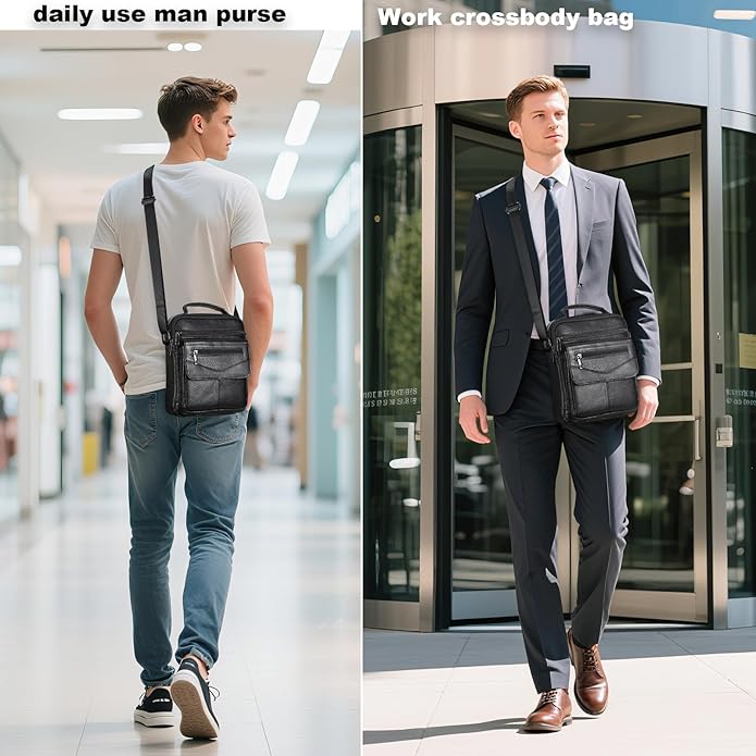 NIUCUNZH Genuine leather man purse mens crossbody sling bag small messenger shoulder Satchel