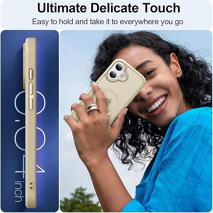 MOCCA Strong Magnetic for iPhone 16 Case, [Compatible with Magsafe][16FT Mil-Grade Drop Protection] Slim Thin Translucent Matte Protective Cover Case for iPhone 16 Phone Case 6.1", Light Gold