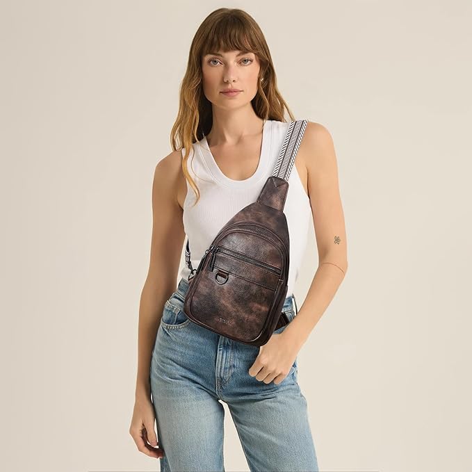 7L Sling Bag for Women Men Vegan Leather Crossbody Bags Fanny Pack Purse Backpack Over Shoulder Bag Travel Anti Theft