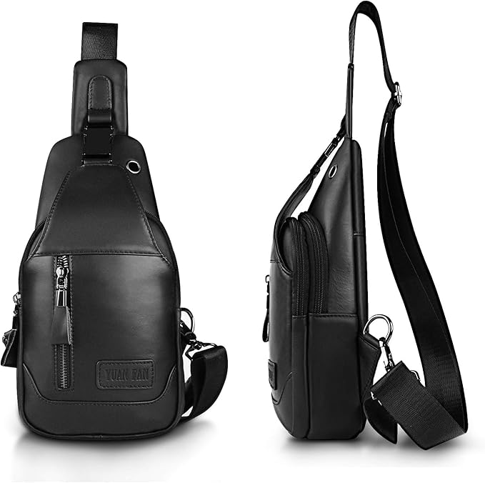 Leather Sling Bag Purse Chest Shoulder Backpack,Concealed Carry Crossbody Bags for Men Wander Plus Anti Theft Bag