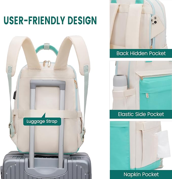 LOVEVOOK Laptop Backpack for Women 15.6 Inch Laptop Bag with USB Port, Fashion Waterproof Backpacks Teacher Nurse Stylish Travel Bags Vintage Daypacks for College Work