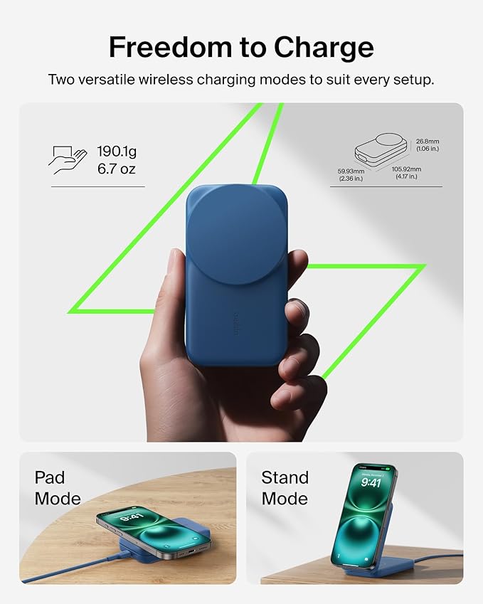 Belkin MagSafe Charger Compatible, 3-in-1 Charging Station, Qi2.2 25W Magnetic Wireless Charger Dock, Foldable Charging Stand for iPhone 17/16/15, Apple Watch, AirPods, Pixel 10 (45W Adapter Included)