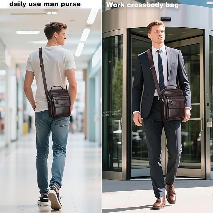 NIUCUNZH Genuine leather man purse mens crossbody sling bag small messenger shoulder Satchel