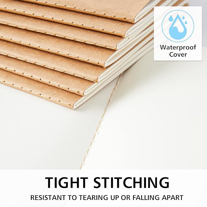 feela 15 Pack Blank Kraft Notebooks, Unlined Sketchbook Note Pad Travel Journal for Drawing Doodling Writing, Journal Bulk For Women Kids Students Office School Supplies, A5, 60 Pages, 8.3” X 5.5”