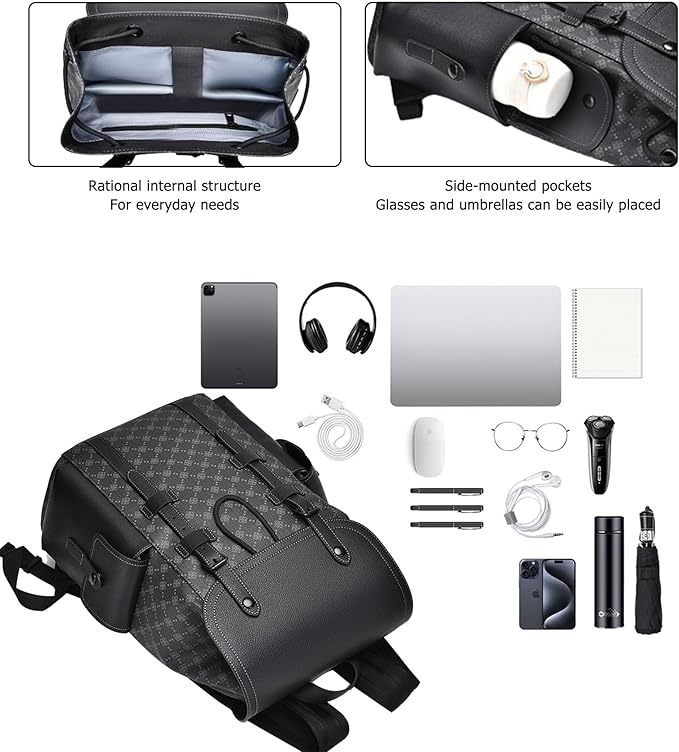 KingTo Laptop Backpack for Men Luxury Anti-Theft Travel Backpack Casual Business Waterproofing Computer Bag (woven black)