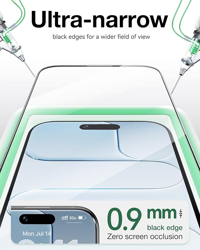 NIMASO for iPhone Air Screen Protector Full Coverage 6.5-Inch, No Bubbles No Dust, 3D Curved Edges 9H Hardness Tempered Glass, Military Grade Shatterproof, Anti-Scratch, with Roller,1 Pack