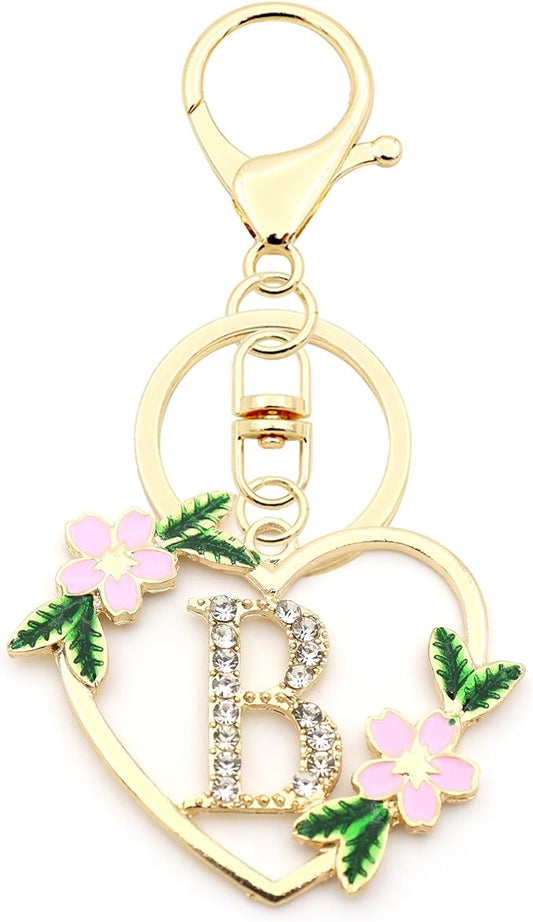 Elechobby Heart Shape Letter Keychain - Cute Accessory for Women,Sister,Mom,Bestie, Handbag Backpack Charm,Car Keyring