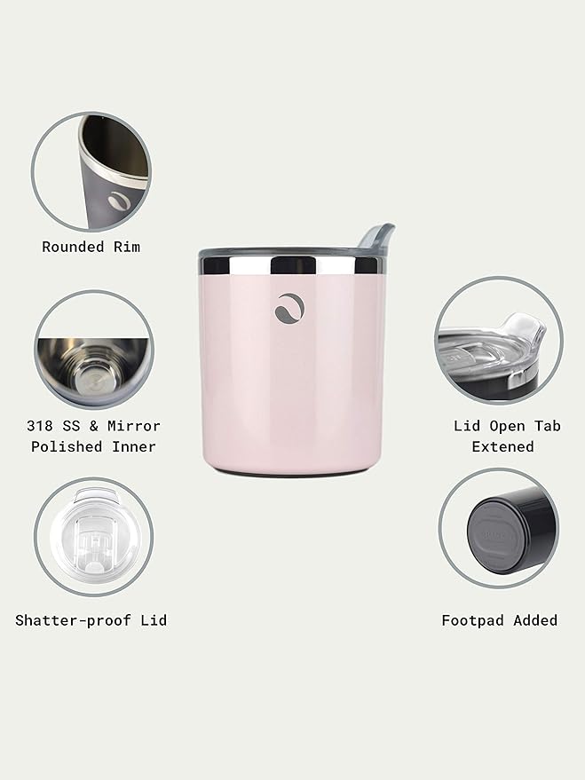 Drinco- 10oz Stainless Steel Tumbler, Vacuum Insulated Tumbler Whiskey Glass, Rocks Glass, GULT (10oz Whiskey Tumbler, Pale Pink)