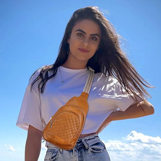 Crossbody Bags for Women Anti Theft Small Sling Handbag with Zipper Lock Vegan Leather RFID Blocking Chest Pure