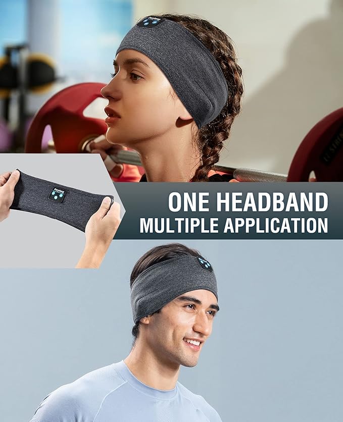 Perytong Bluetooth Headband Sleep Headphones, Sleeping Headphones for Side Sleepers, Sleep Earbuds Wireless Earphones with HD Stereo Speaker for Birthday Anniversary Christmas Tech Gifts Men Women
