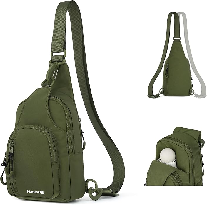 Hanke Crossbody Sling Bag for Women Men, Casual Cross Body Sling Bags, Lightweight Chest Bag for Outdoor Hiking Travel