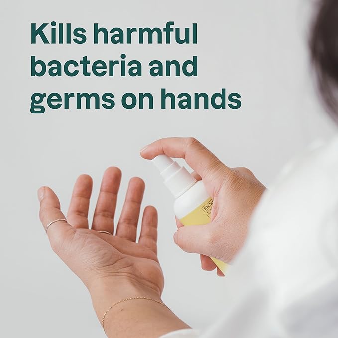 ATTITUDE Hand Sanitizer Spray, EWG Verified, Kills Germs & Bacteria, Vegan & Plant-Based, Safe for Adults & Kids, Lemon Leaves Scent, 3.38 Fl Oz (Spray Bottle)