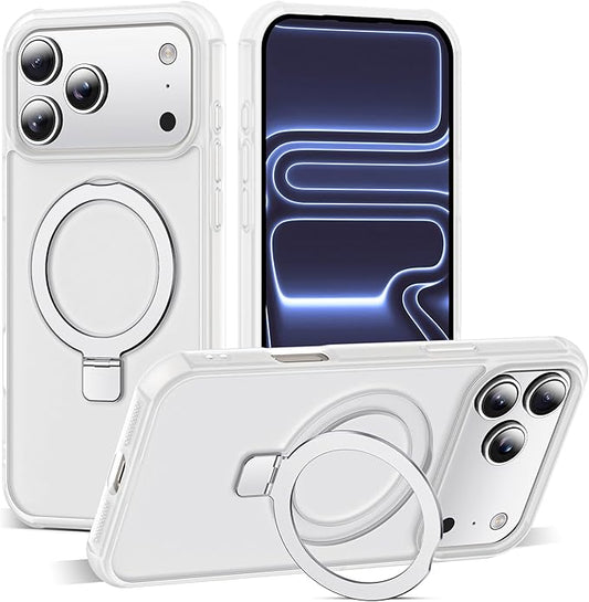 Compatible with iPhone 17 Pro Max Case with Invisible Magnetic O-Ring Stand Military-Grade Phone Case for iPhone 17 ProMax 6.9" [Compatible with Mag-Safe][Great Grip Feeling],Translucent