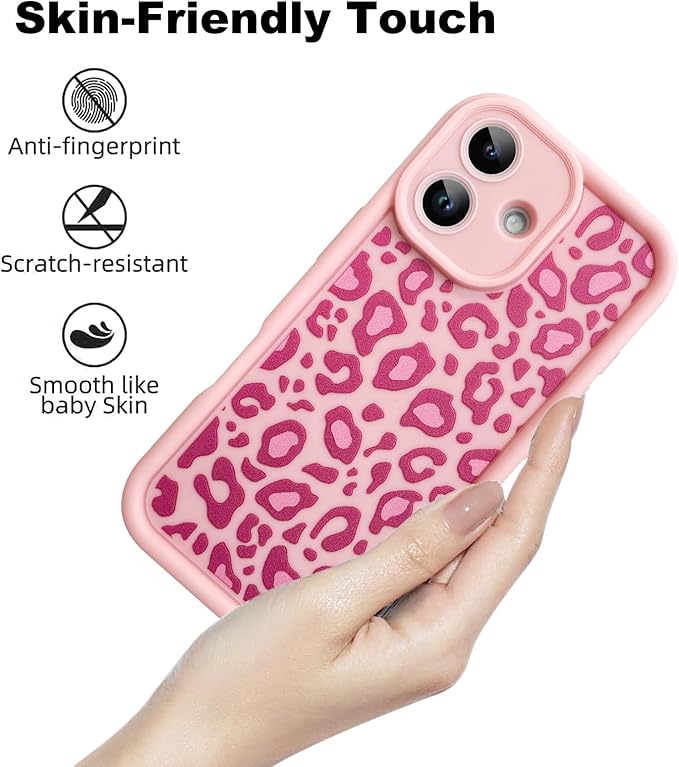 KANGHAR Case Compatible with iPhone 17 Leopard Printed Pattern Cute Cheetah Phone Case Soft TPU Shockproof Protective Cover Designed for iPhone 17 6.3 Inch Pink