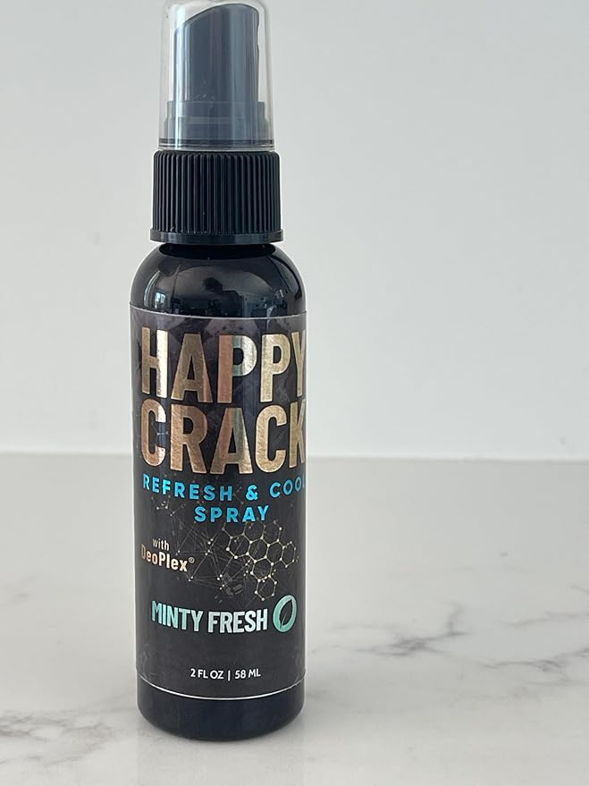 Derm Dude Happy Crack Refresh & Cool Butt Spray | Minty Fresh Scent | Deodorant & Odor Eliminator with Soothing Witch Hazel & All-Natural DeoPlex for Odor Control | 2 oz (1 Pack)