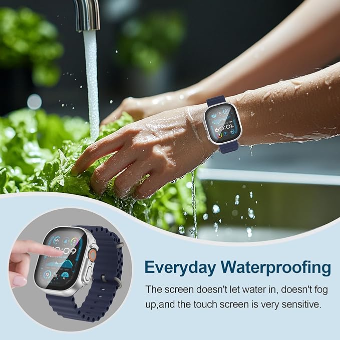 2 in 1 Waterproof Case for Apple Watch Screen Protector Ultra 1/2 Ultra 3(2025) 49mm with Tempered Glass [Overal Protective] Ultra-Thin PC Bumper Cover Compatible iWatch Accessories