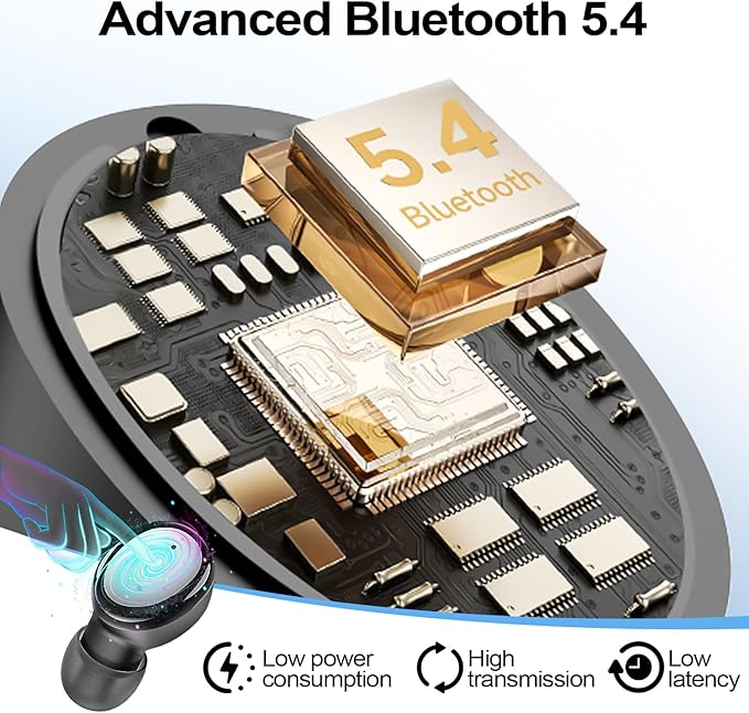 kurdene Wireless Earbuds Bluetooth 5.4 in Ear Buds Light Weight Headphones,Deep Bass Sound,Built in Mics Headset,Clear Calls Earphones for Sports Workout