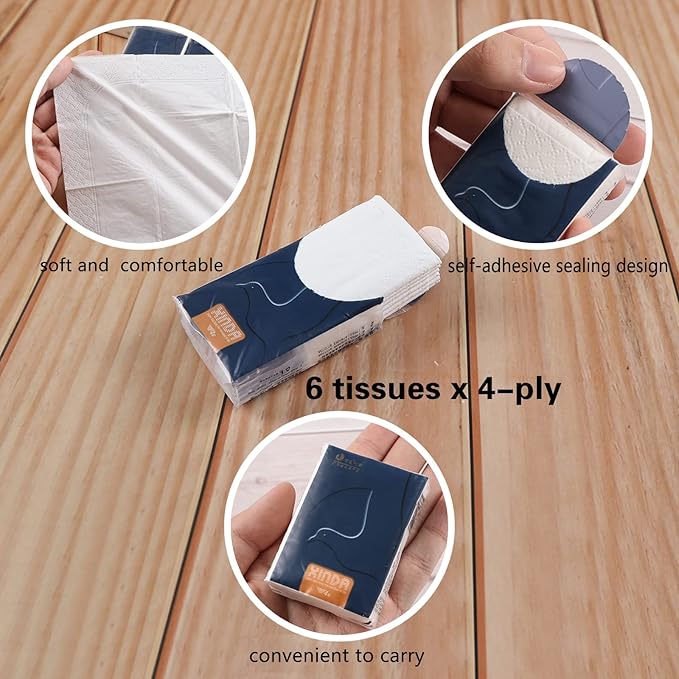 Saedy 100 Packs 4-Ply Mini Soft Pocket Tissues, Travel Size Facial Tissue Paper