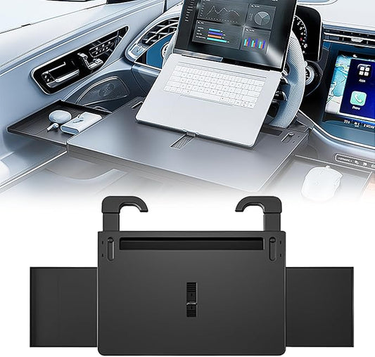 Steering Wheel Tray&Car Laptop Desk - Adjustable Car Desk for Eating, Working, Non-Slip Desks for Car Fits SUV/Truck,Steering Wheel Table with Secure Holder for Commuters & Professionals