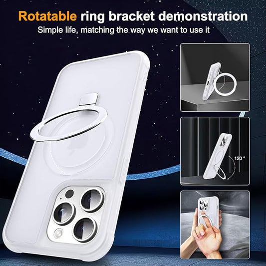 Compatible with iPhone 13 Pro Case with Invisible Magnetic O-Ring Stand Military-Grade Phone Case for iPhone 13 Pro 6.1" [Compatible with Mag-Safe][Great Grip Feeling],Translucent