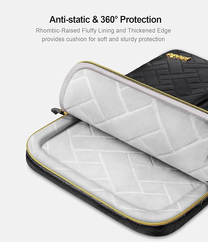 Lacdo 360° Protective Laptop Sleeve Case for 14 inch New MacBook Pro M4/M3/M2/M1 Chips Pro Max A3112 A3401 A3185 A2918 A2992 A2779 2024-2021, 13.8" Surface Laptop Copilot+PC Computer Bag,Elegant Black
