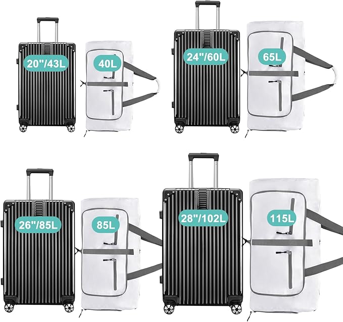 Dimayar 65L Travel Duffle Bag for Men Women - Foldable Duffel Bag with Shoes Compartment - Overnight Bags Waterproof & Tear Resistant(White)