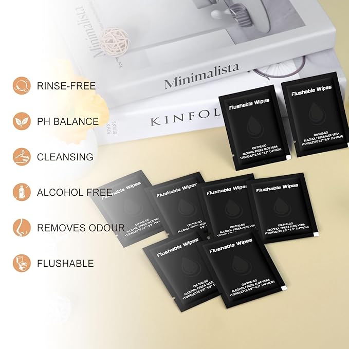 twoworld Flushable Wipes Travel Size Individually Wrapped for Women and Men,Unscented Wet Wipes Travel Size for Adult,Women,Men,Girl and Homeless (black,pack of 200)