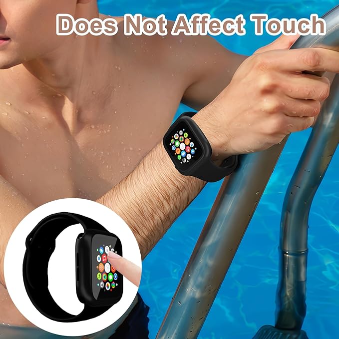 3 in 1 Waterproof Case for Apple Watch Screen Protector 40mm Series 4/5/6/SE/SE2/SE3(2025),with Tempered Glass 360° Protective Front and Back PC Bumper Cover Compatible iWatch 40mm