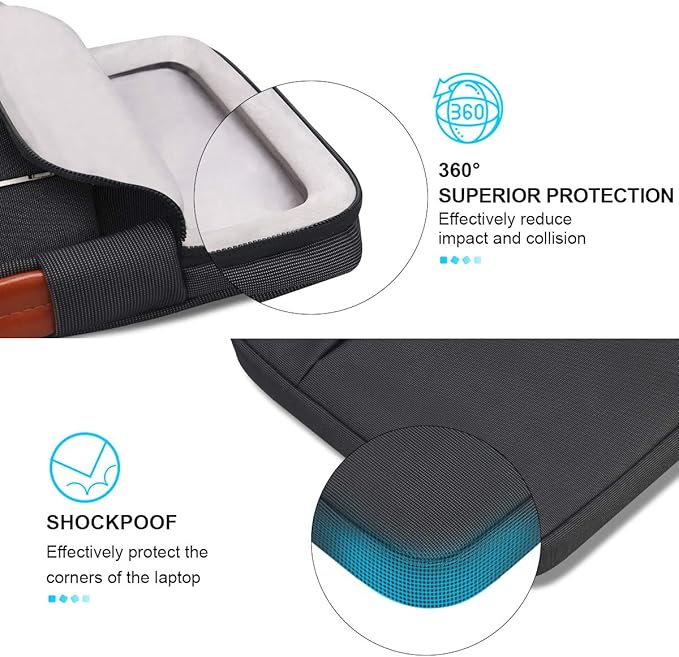 Lacdo 360° Protective Laptop Sleeve Case for 13 inch New MacBook Air M4 A3240 2025, M3 A3113, M2 A2681, M1 A2337 | 13" MacBook Pro M2/M1 A2338 A2251 | 13" iPad Air M3 / iPad Pro M4 Computer Bag, Black