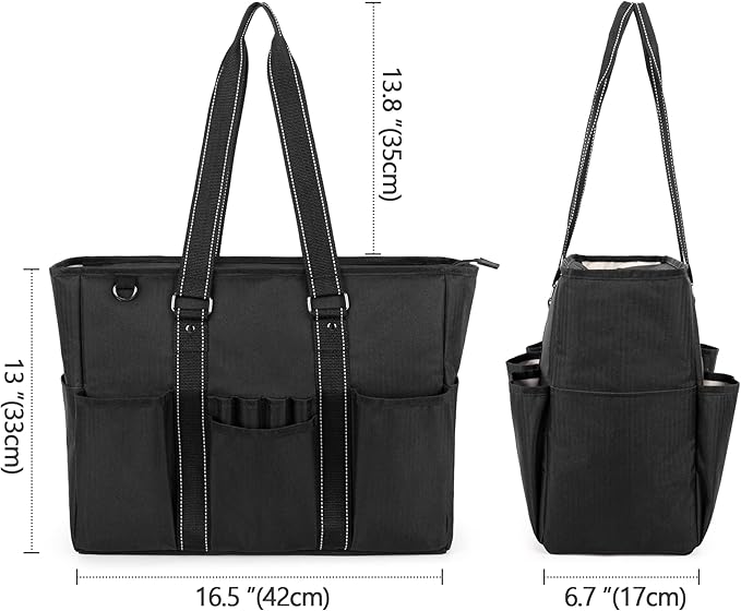 Trunab Teacher Utility Tote Bag with Multiple Pockets, Padded Compartment for 15.6" Laptop for working