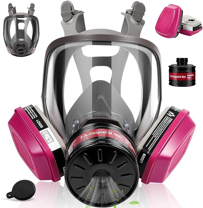Respirator Mask, Reusable Face Respirators with Filters, Gas Masks Against Chemicals/Organic Vapor/Formaldehyde