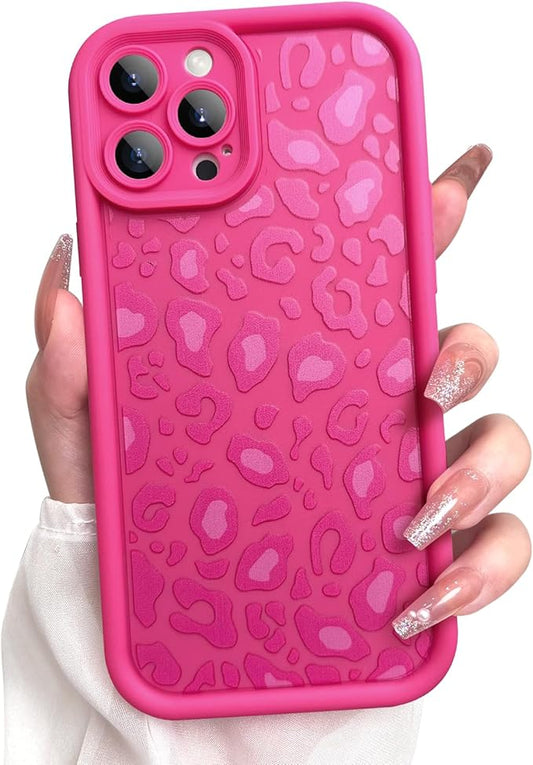 KANGHAR Case for iPhone 12 Pro Leopard Printed Pattern Cute Cheetah Phone Case Soft TPU Shockproof Protective Cover for iPhone 12 Pro 6.1 Inch Hot Pink