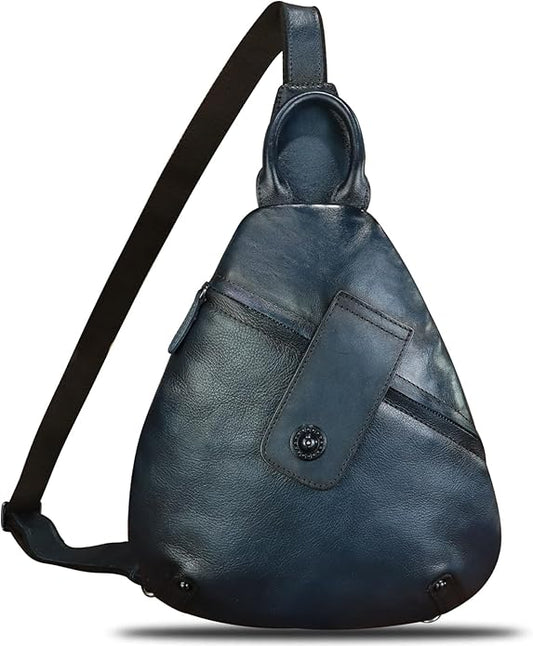 Genuine Leather Sling Bag for Men and Women Classical Real Leather Sling Backpack Purse Crossbody Bag for iPad Pro 11 inch