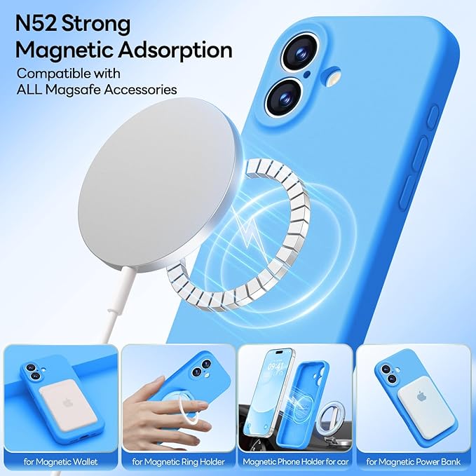 LOVE 3000 Designed for iPhone 17 Case, Premium Silicone [Compatible with Magsafe][Soft Anti-Scratch Microfiber Lining] Shockproof Protective Phone Case for Men Women 6.3", Blue