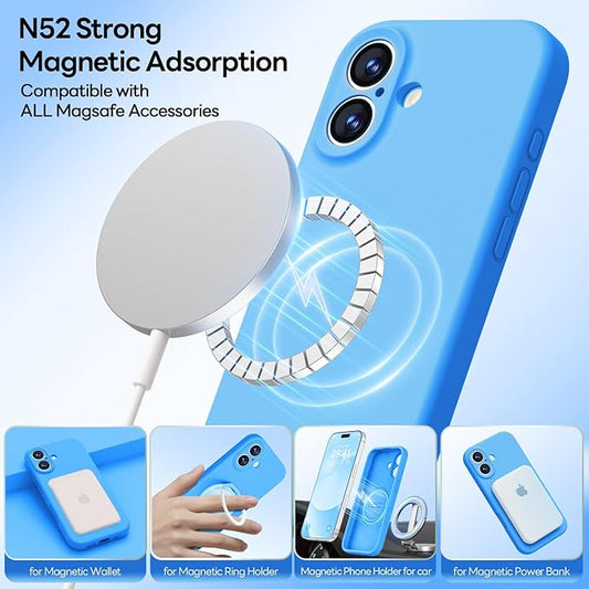 LOVE 3000 Designed for iPhone 17 Case, Premium Silicone [Compatible with Magsafe][Soft Anti-Scratch Microfiber Lining] Shockproof Protective Phone Case for Men Women 6.3", Blue